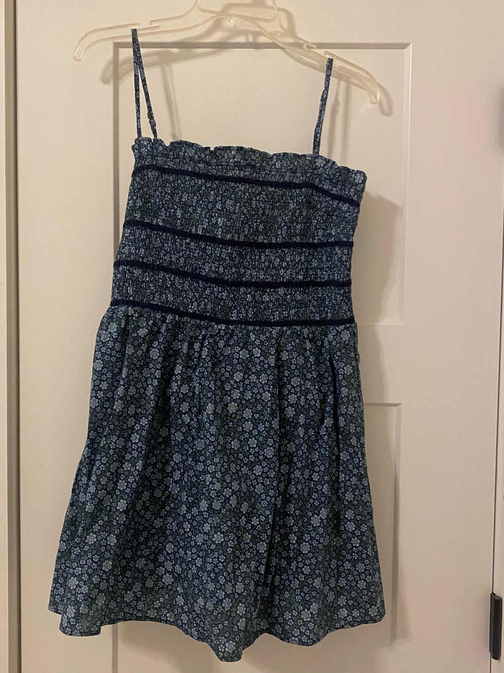 Isla Jillian Fit & Flare Smocked Floral Navy Mini Dress
